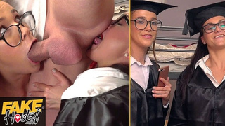 Fake Hostel - crazy University chicks get their assholes sniffed before threesome with Alexis Crystal