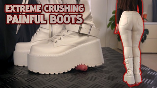 Friend's Sister Crushing Wang and Balls in Massive Platform Boots with Extreme Sole Tread - Shoejob