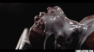 Extreme Inter-racial Cumflation - Fine Dark Skank Zaawaadi Filled With Loads Of SPUNK Inside Her Cunt