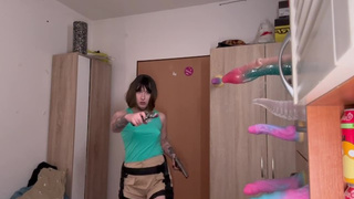LARA CROFT with HUMONGOUS MELONS fights with MONSTER RODS