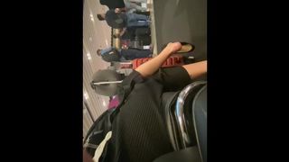 Candid Asian Extreme Dangling Shoeplay Flats Airport Toes