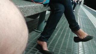 Candid Woman Extreme Flats Dangling