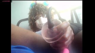 EXTREME CLOSE-UP four-INCH MEGA CLIT PUMP, JERK AND JIZZ [livestreamed]