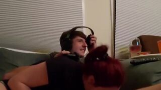 Pawg gf swallowing my brains out while I play film games! Hard-Core deepthroat!