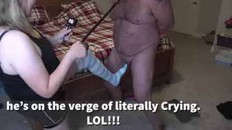 Ball Kicking Torture by Hotwife in Socks Husband Falls to Knees during Kick Balls CBT