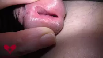 She rubs the cock through the panties and opens the urethra.