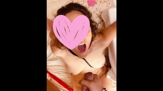 Shy hotwife takes the most arousing cum-shot of her life, on her face, in front of stranger