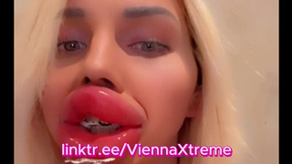 Most Extreme Swollen Bimbo Fake Botox Lips in Public | Vienna Xtreme